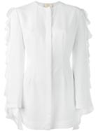Sara Battaglia - Ruffled Shirt - Women - Polyester - 38, White, Polyester