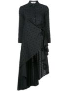Palmer / Harding Flared Asymmetric Long Patterned Shirt - Black