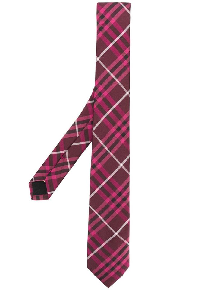 Burberry Slim Cut Check Tie - Purple