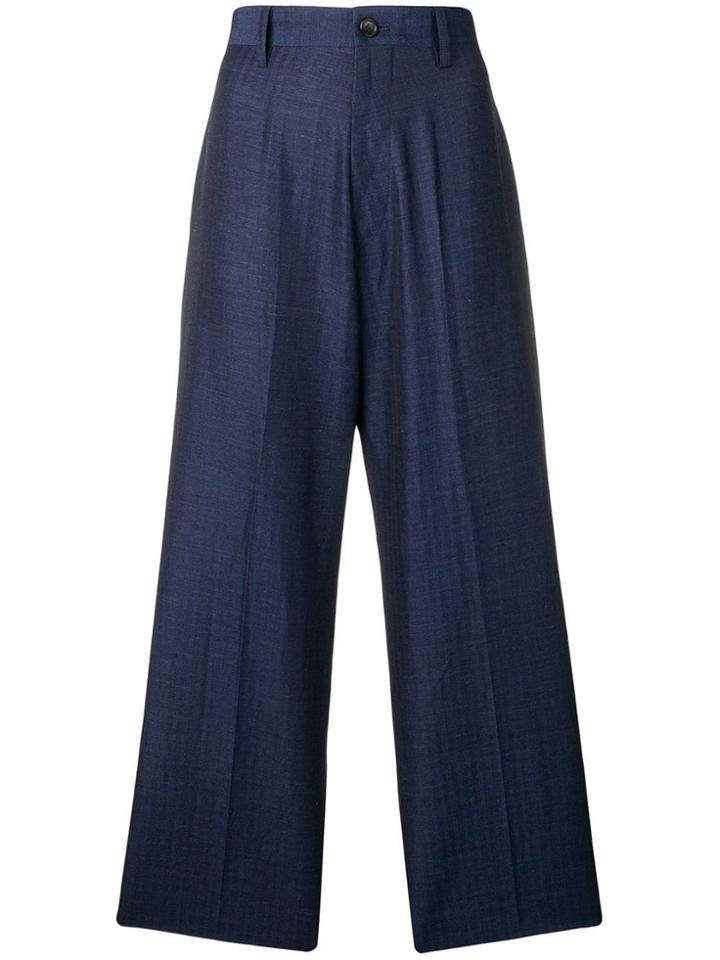 Junya Watanabe Cropped Wide Leg Trousers - Blue