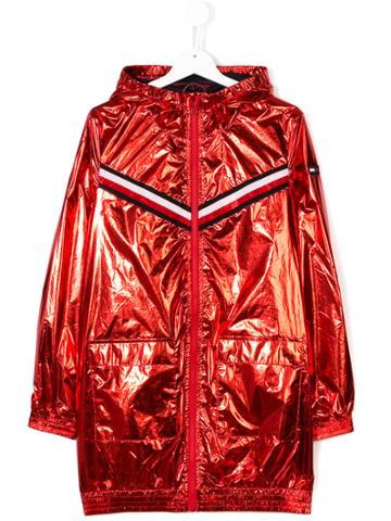 Tommy Hilfiger Junior Metallic Stripe Raincoat - Red