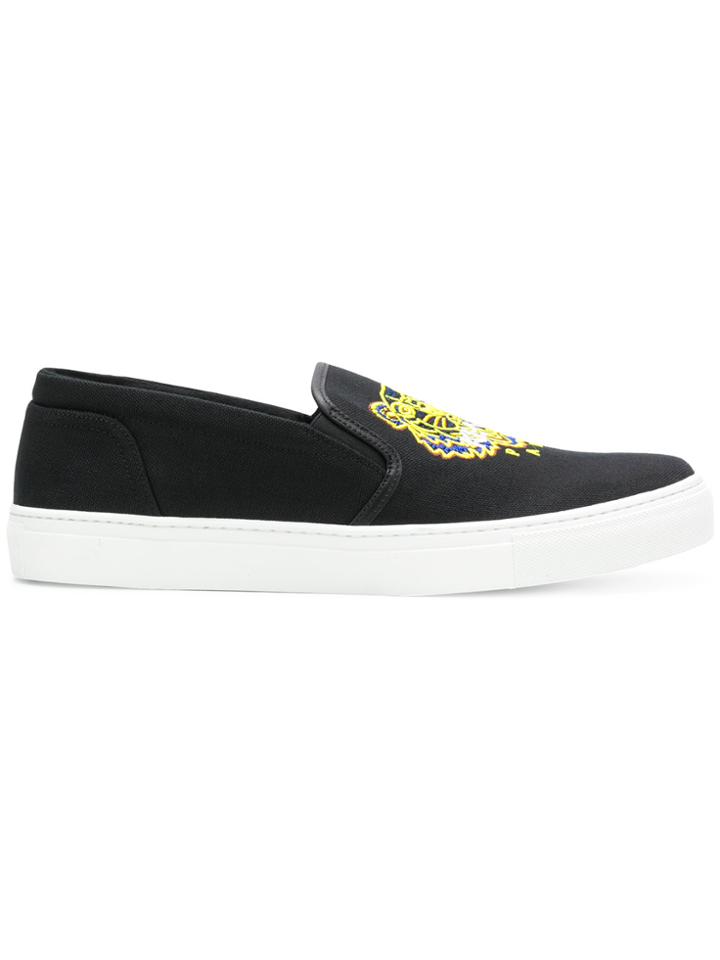 Kenzo Tiger Embroidered Slip-on Sneakers - Black
