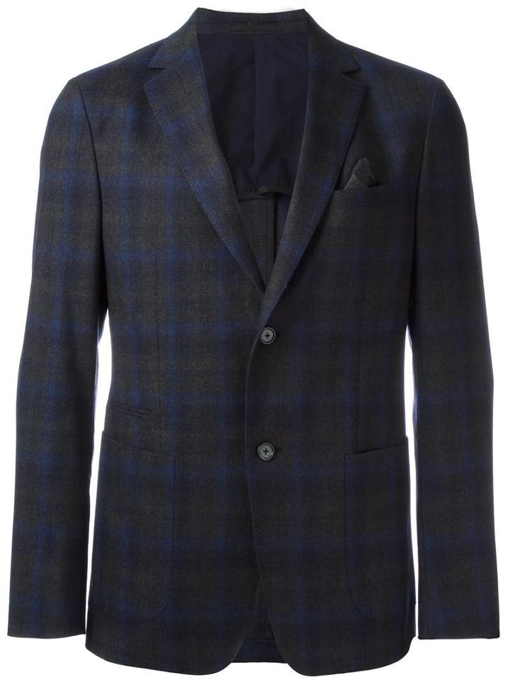 Z Zegna Checked Blazer, Men's, Size: 54, Grey, Wool/spandex/elastane/cotton/cupro