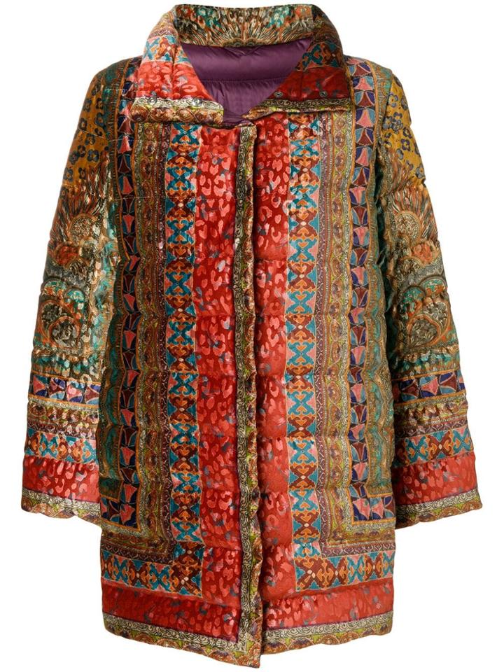 Etro Mixed Print Padded Coat - Red
