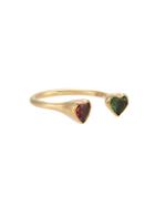 Sauer Anel Heart To Heart Em Ouro Amarelo, Turmalina E Granada - Gold