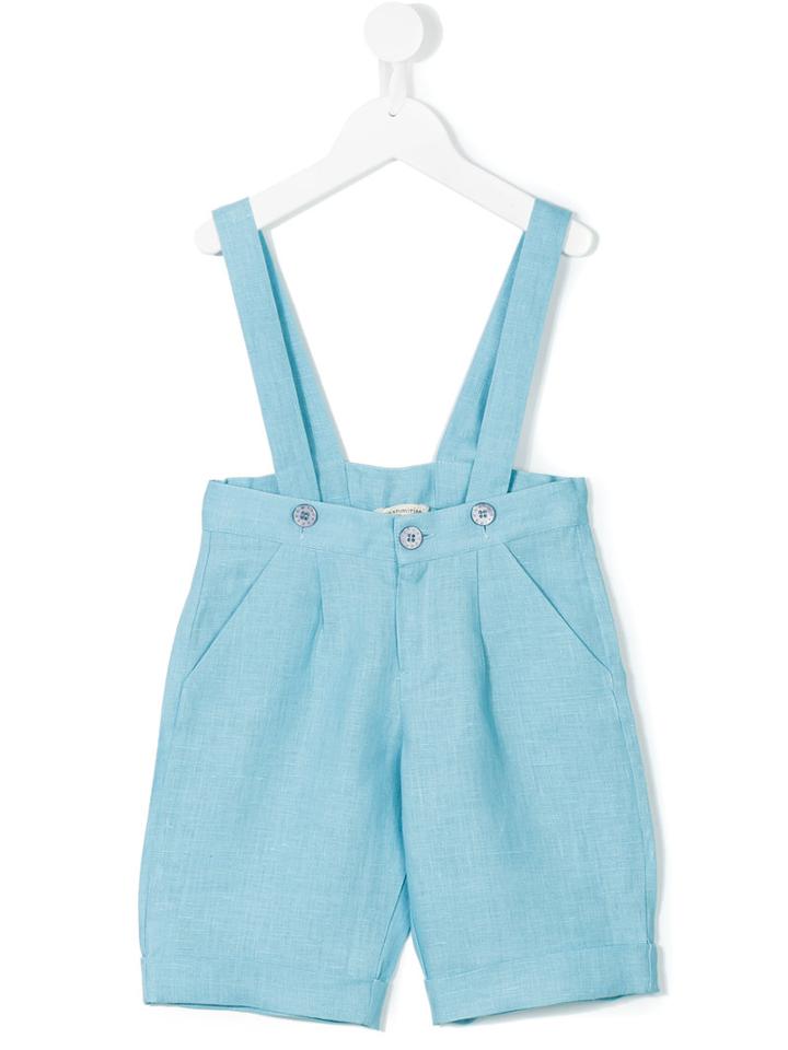 Cashmirino - Shorts With Braces - Kids - Linen/flax - 4 Yrs, Blue