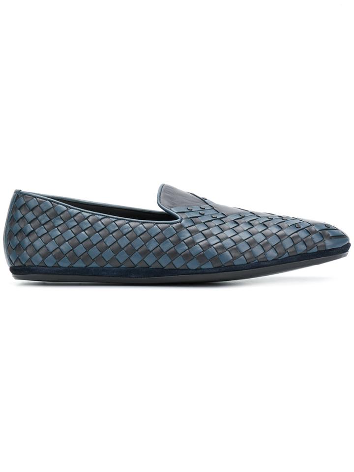 Bottega Veneta Intrecciato Woven Loafers - Blue