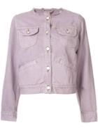 Tu Es Mon Trésor Collarless Denim Jacket - Purple