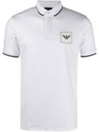 Emporio Armani Contrast-tipped Logo-embroidered Polo Shirt - White