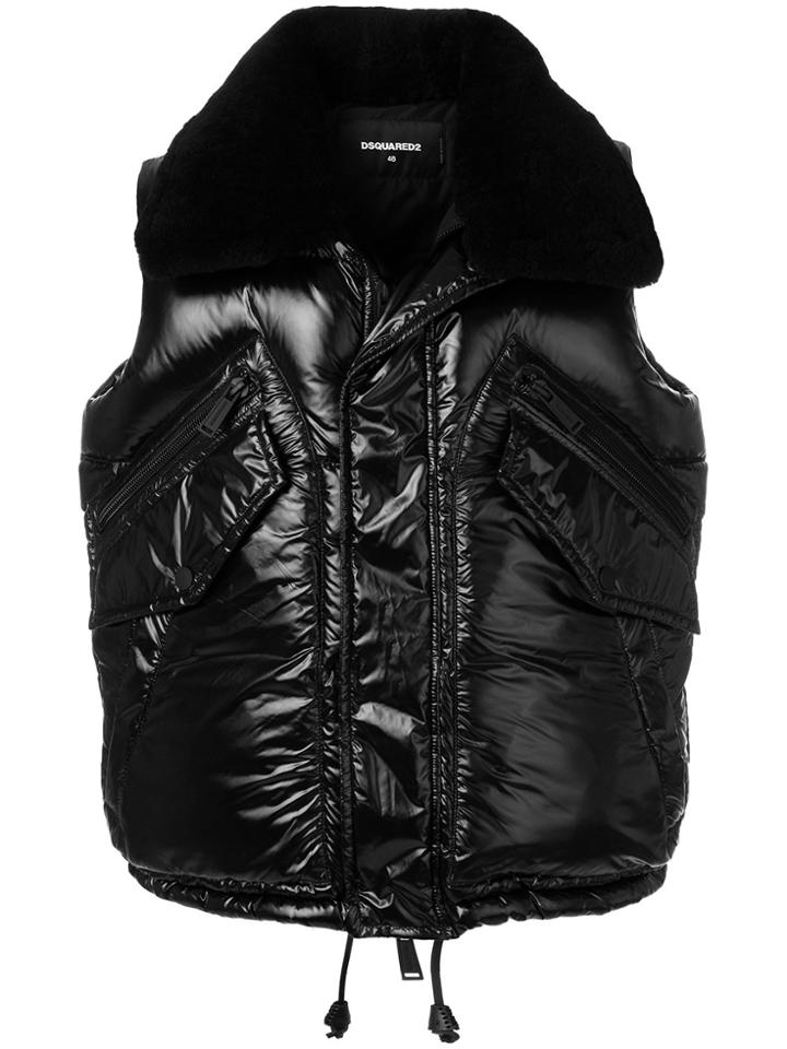 Dsquared2 Shearling Collared Gilet - Black