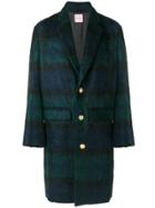 Palm Angels Long Tartan Coat - Blue