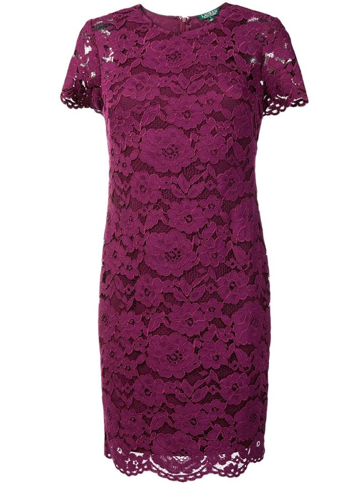 Lauren Ralph Lauren Floral Lace Dress - Pink & Purple