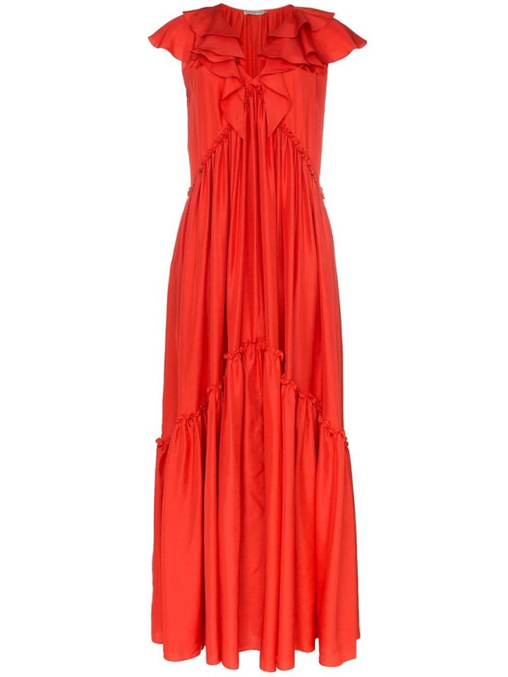 Three Graces Whilhelmina Silk Layered Ruffle Neck Dress