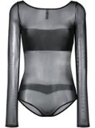 Maison Close Pure Tentation Long Sleeve Body, Women's, Size: S, Black, Nylon/spandex/elastane