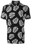 Dolce & Gabbana Palm Tree Print Polo Shirt, Men's, Size: 46, Black, Cotton