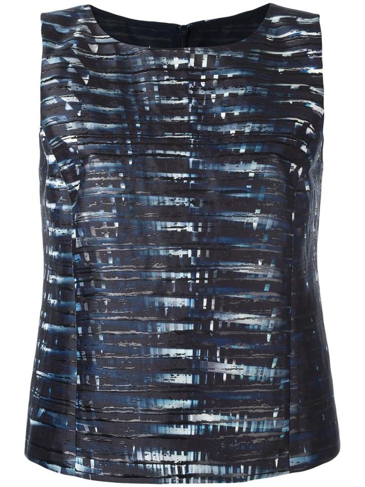 Armani Collezioni Graphic Print Tank Top, Women's, Size: 44, Blue, Polyester