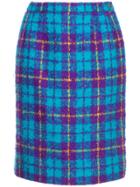 Céline Vintage Checked High Waisted Skirt - Blue