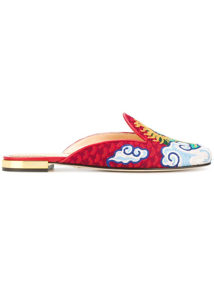 Charlotte Olympia Dragon Mules - Red
