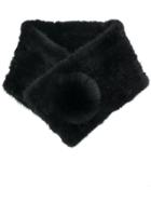 N.peal Fox Fur Trim Neckwarmer - Black