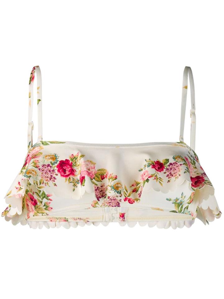 Zimmermann Honour Frill Bandeau Bikini Top - Neutrals