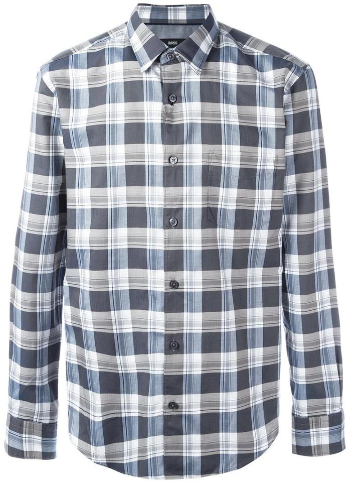 Boss Hugo Boss Classic Checked Shirt, Men's, Size: Large, Blue, Cotton