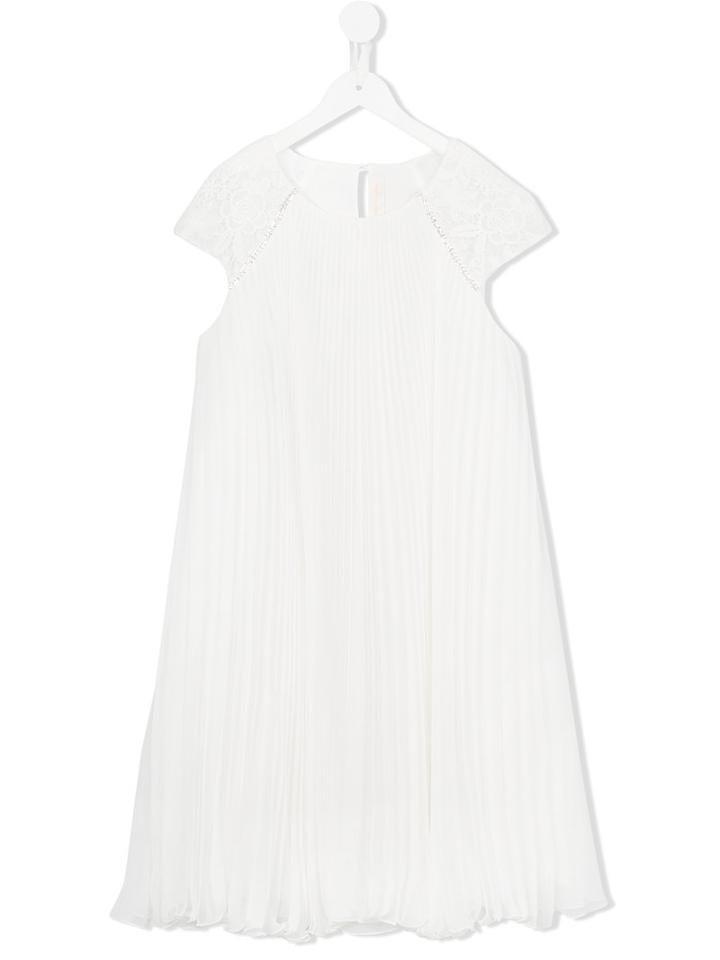 Loredana Pleated Voile Dress, Girl's, Size: 14 Yrs, White