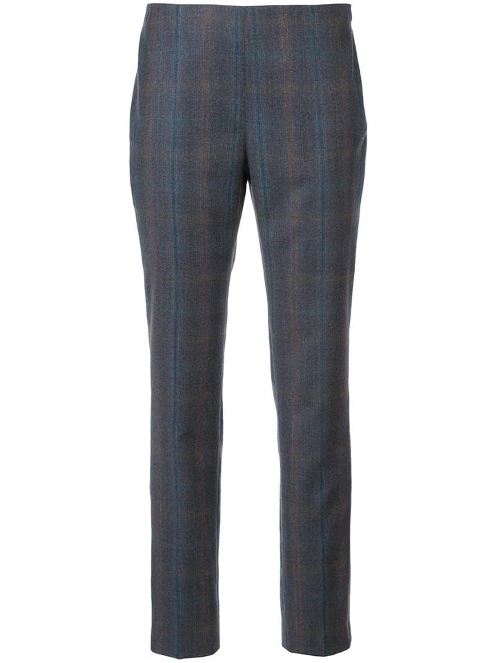 Carolina Herrera - Plaid Slim Trousers - Women - Silk/wool - 14, Grey, Silk/wool