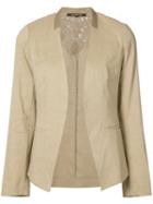 Kobi Halperin - Collarless Open Blazer - Women - Linen/flax/spandex/elastane/viscose - L, Brown, Linen/flax/spandex/elastane/viscose