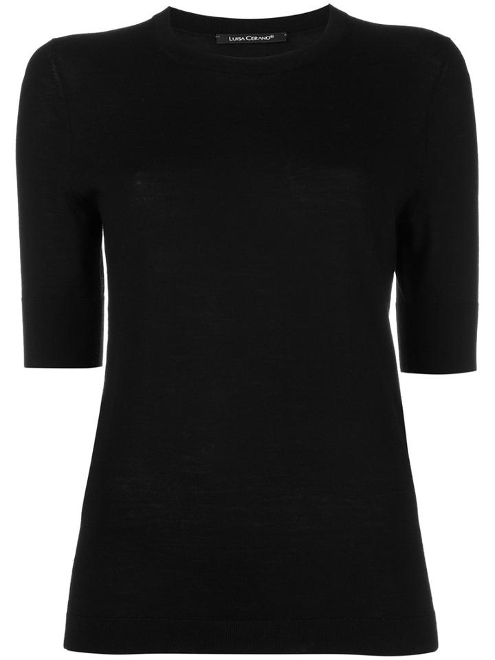 Luisa Cerano Ribbed Trim Top, Women's, Size: 36, Black, Merino