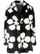 Mcq Alexander Mcqueen Flower Faux-fur Coat - Black