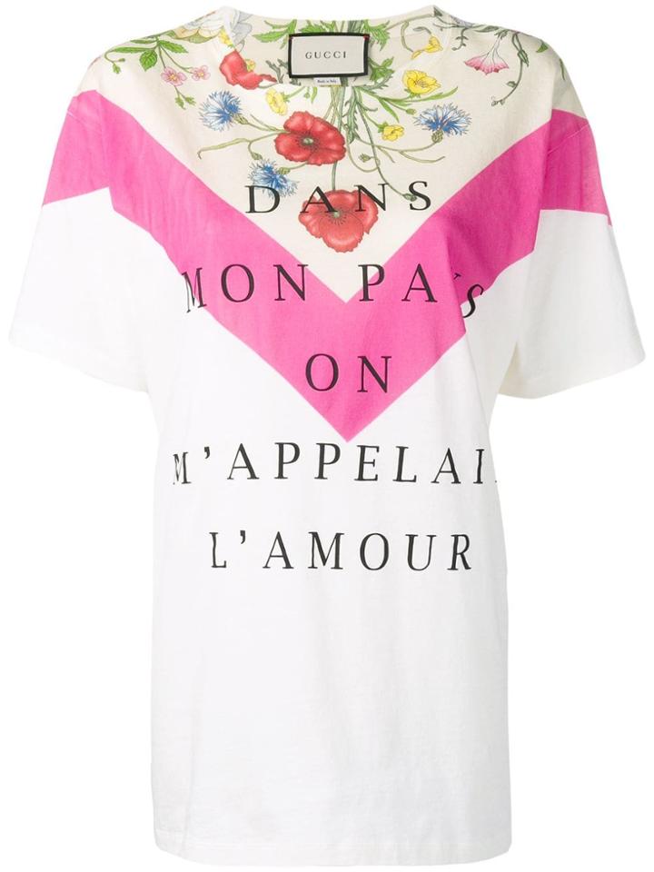 Gucci Slogan Print T-shirt - Neutrals