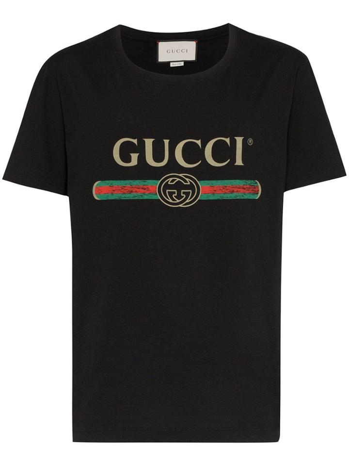 Gucci Fake Logo Print T-shirt - Black