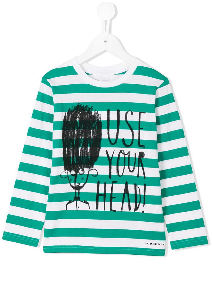 Burberry Kids Striped Long Sleeved T-shirt, Boy's, Size: 6 Yrs, Green