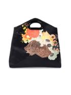 Dries Van Noten Floral Print Clutch Bag, Women's, Black, Silk/cotton/leather