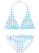 Ralph Lauren Kids - Gingham Check Bikini - Kids - Nylon/polyester - 12 Yrs, Blue