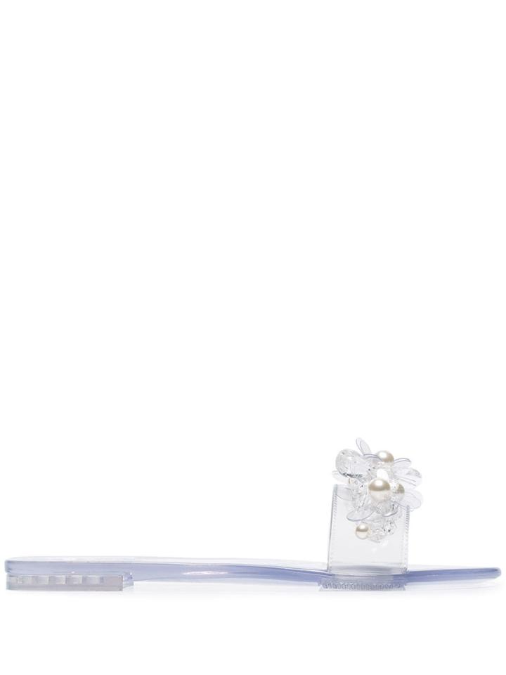 Simone Rocha Clear Pearl Embellished Jelly Slides - White