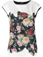 Twin-set Floral Embroidered T-shirt - Black