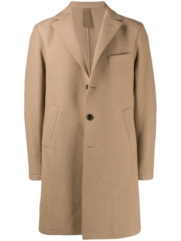 Eleventy Single-breasted Textured Coat - Neutrals