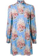 Vilshenko Floral Print Dress, Women's, Size: 8, Blue, Silk