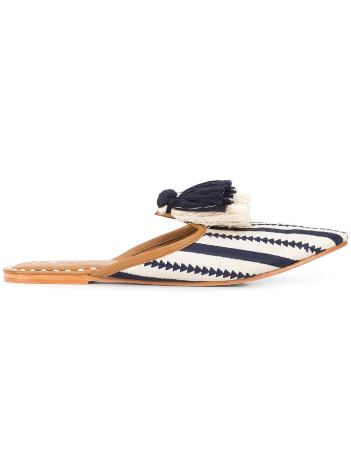 Figue Audrey Arrow Stripe Mules - Brown