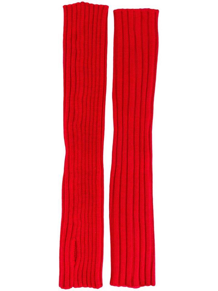 Erika Cavallini Ribbed Fingerless Gloves, Women's, Red, Acrylic/wool