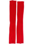 Erika Cavallini Ribbed Fingerless Gloves, Women's, Red, Acrylic/wool
