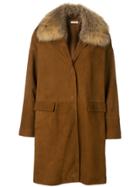 P.a.r.o.s.h. Raccoon Fur Collar Coat - Brown