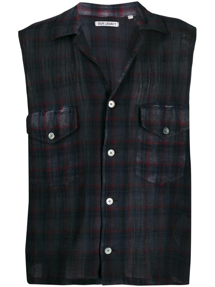 Our Legacy Checked Sleeveless Shirt - Blue