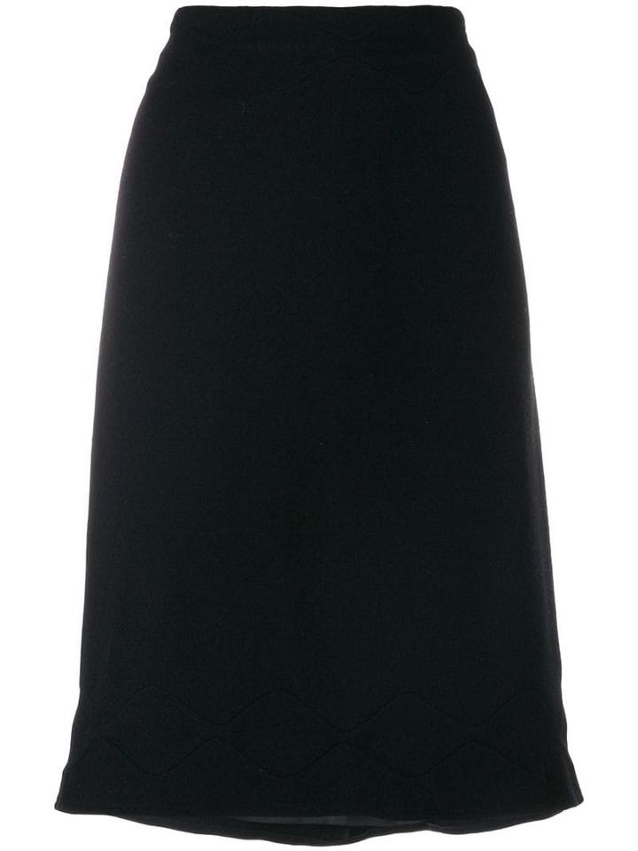 Jil Sander Pre-owned Scallop Stitch Detail Skirt - Black
