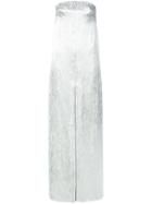 Marina Moscone Woodgrain Satin Devore Jumpsuit - Metallic