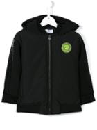 Young Versace Logo Patch Hooded Jacket, Boy's, Size: 10 Yrs, Black