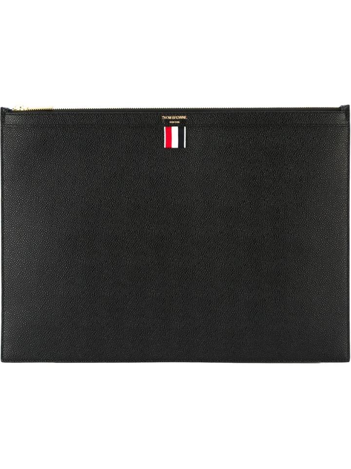Thom Browne Large Zip Clutch - Black