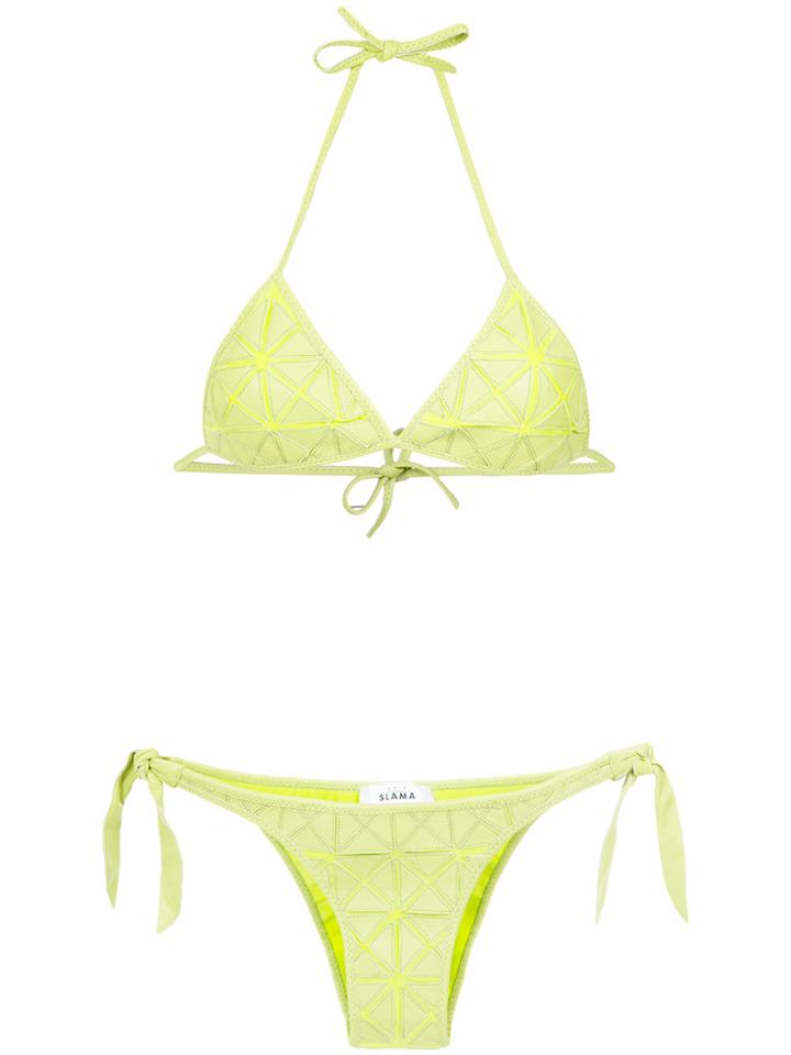 Amir Slama Patchwork Bikini Set - Green