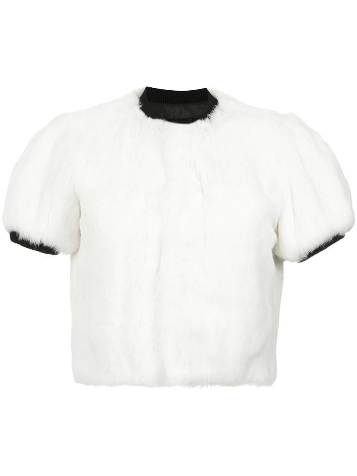 Andrea Bogosian Fur Trimming Blouse - White